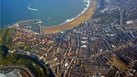 Aerial view of the the Port of Scarborough, Tobago