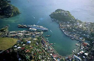 Aerial view of the the Port of St. Georges, Grenada