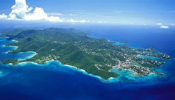 Aerial view of the Port of St. John, U.S. Virgin Islands