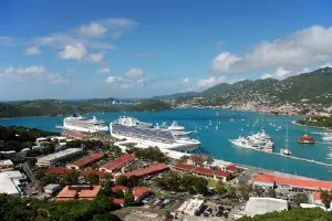 Aerial view of the the Port of St. Thomas, U.S. Virgin Islands