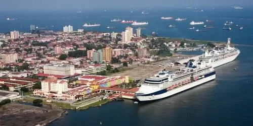Aerial view of the Port of Colón, Panama