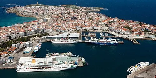 Aerial view of the the Port of A Coruña, Spain