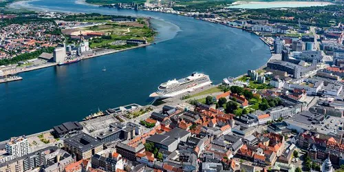 Aerial view of the the Port of Aalborg, Denmark