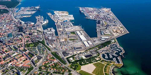 Aerial view of the the Port of Aarhus, Denmark
