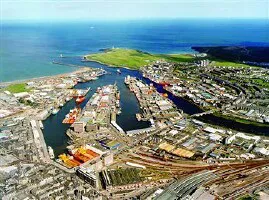 Aerial view of the Port of Aberdeen, Scotland