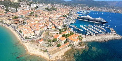 Aerial view of the the Port of Ajaccio, Corsica, France