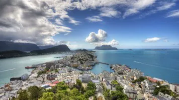 Aerial view of the Port of Ålesund, Norway