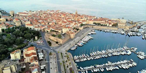 Aerial view of the the Port of Alghero, Sardinia, Italy