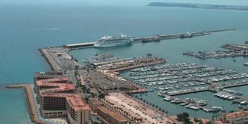 Aerial view of the the Port of Alicante, Spain