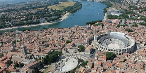 Aerial view of the the Port of Arles, France