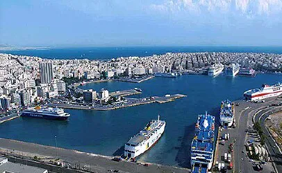 Aerial view of the the Port of Athens (Piraeus), Greece