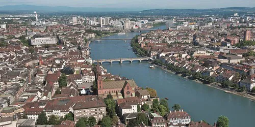Aerial view of the the Port of Basel, Switzerland