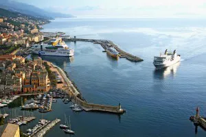 Aerial view of the Port of Bastia, Corsica, France