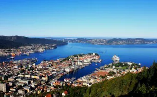 Aerial view of the Port of Bergen, Norway