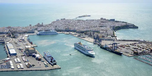 Aerial view of the Port of Cadiz, Spain