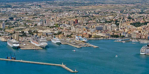 Aerial view of the the Port of Cagliari, Sardinia, Italy