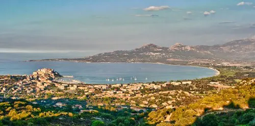 Aerial view of the the Port of Calvi, Corsica, France