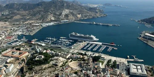 Aerial view of the the Port of Cartagena, Spain