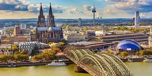 Aerial view of the the Port of Cologne, Germany