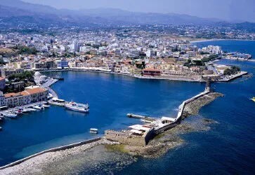 Aerial view of the the Port of Crete (Chania), Greece