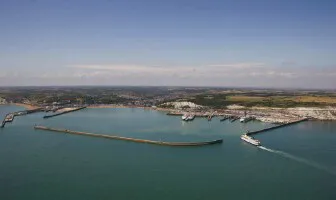 Aerial view of the the Port of Dover, England