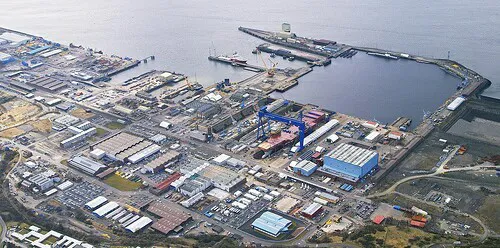 Aerial view of the the Port of Edinburgh (Rosyth), Scotland