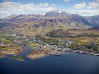 Aerial view of the the Port of Fort William, Scotland