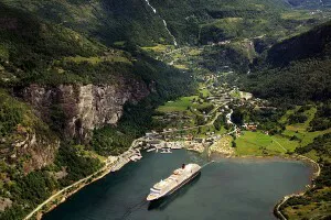 Aerial view of the Port of Geiranger, Norway