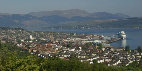 Aerial view of the the Port of Glasgow (Greenock), Scotland