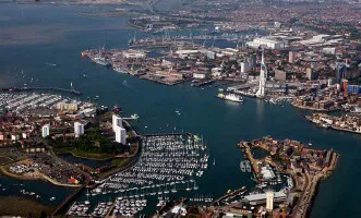 Aerial view of the the Port of Gosport, England