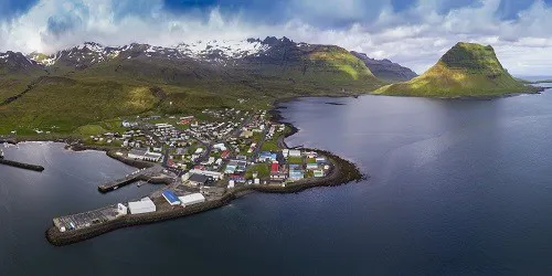Aerial view of the Port of Grundarfjordur, Iceland