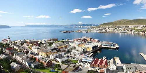 Aerial view of the the Port of Hammerfest, Norway