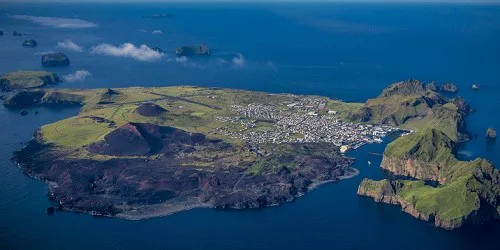 Aerial view of the Port of Heimaey, Iceland