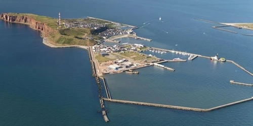 Aerial view of the the Port of Heligoland, Germany