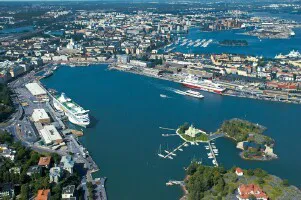 Aerial view of the the Port of Helsinki, Finland