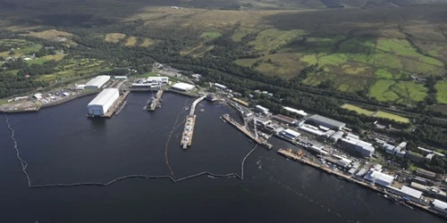 Aerial view of the the Port of HMNB Clyde, Scotland