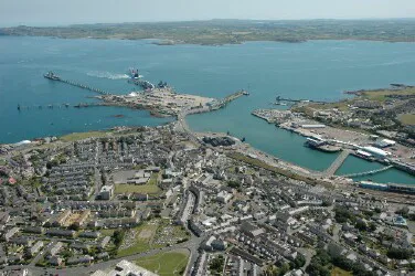 Aerial view of the the Port of Holyhead, Wales