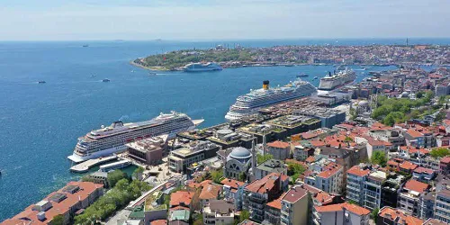 Aerial view of the Port of Istanbul (Galataport), Turkey
