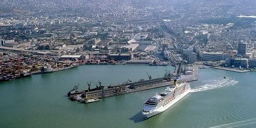 Aerial view of the the Port of İzmir, Turkey