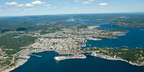 Aerial view of the the Port of Kristiansand, Norway