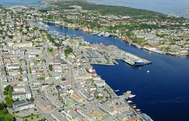 Aerial view of the the Port of Kristiansund, Norway