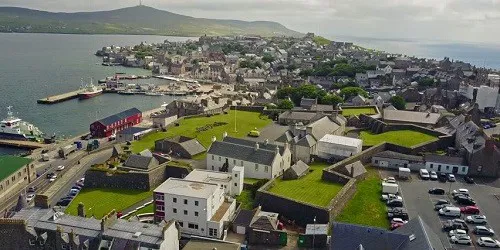 Aerial view of the the Port of Lerwick, Scotland