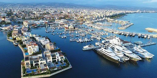Aerial view of the the Port of Limassol, Cyprus