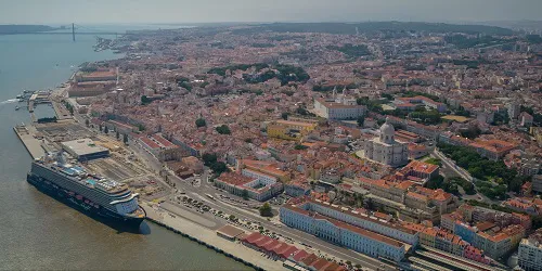 Aerial view of the the Port of Lisbon, Portugal