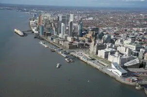 Aerial view of the the Port of Liverpool, England