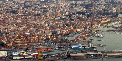 Aerial view of the the Port of Livorno, Italy