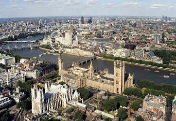 Aerial view of the the Port of London, England