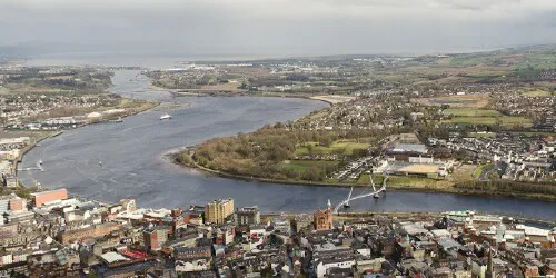 Aerial view of the the Port of Londonderry, Northern Ireland