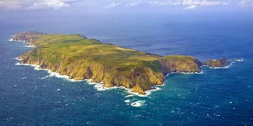 Aerial view of the the Port of Lundy, England