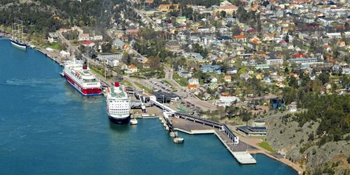 Aerial view of the the Port of Mariehamn, Finland
